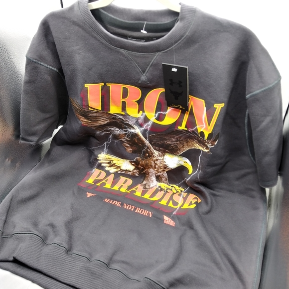 Under Armour Mens Project Rock Iron Paradise Cutoff Sweatshirt 1367037-010 - Picture 7 of 7